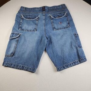 Bugle Boy Mens Blue Denim Cargo Shorts Jorts Baggy‎ Skater Vintage Y2K Size 38